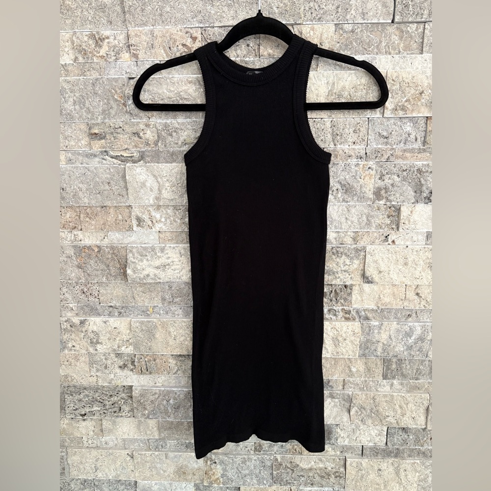 Revamped Elegant Black Sleeveless Dress, ribbed, size xs